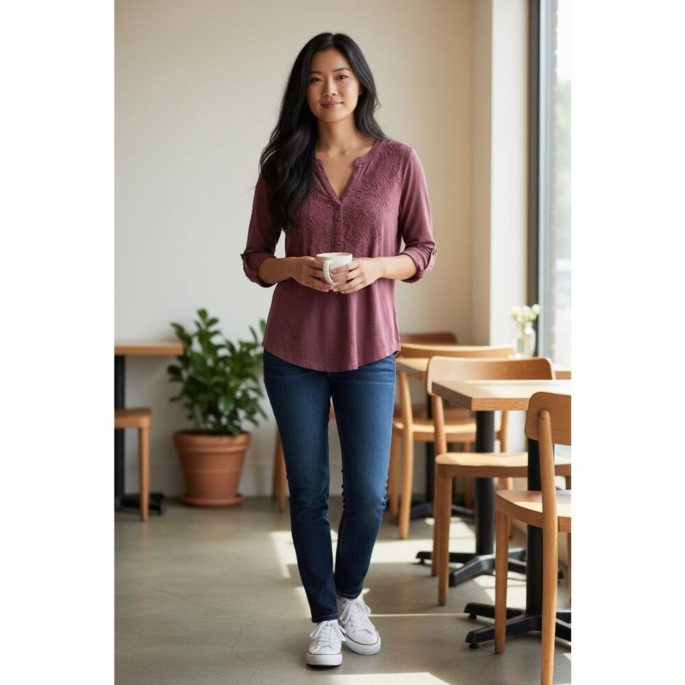 Style & Co. Raspberry Embroidered Shirt - Picture 10 of 10